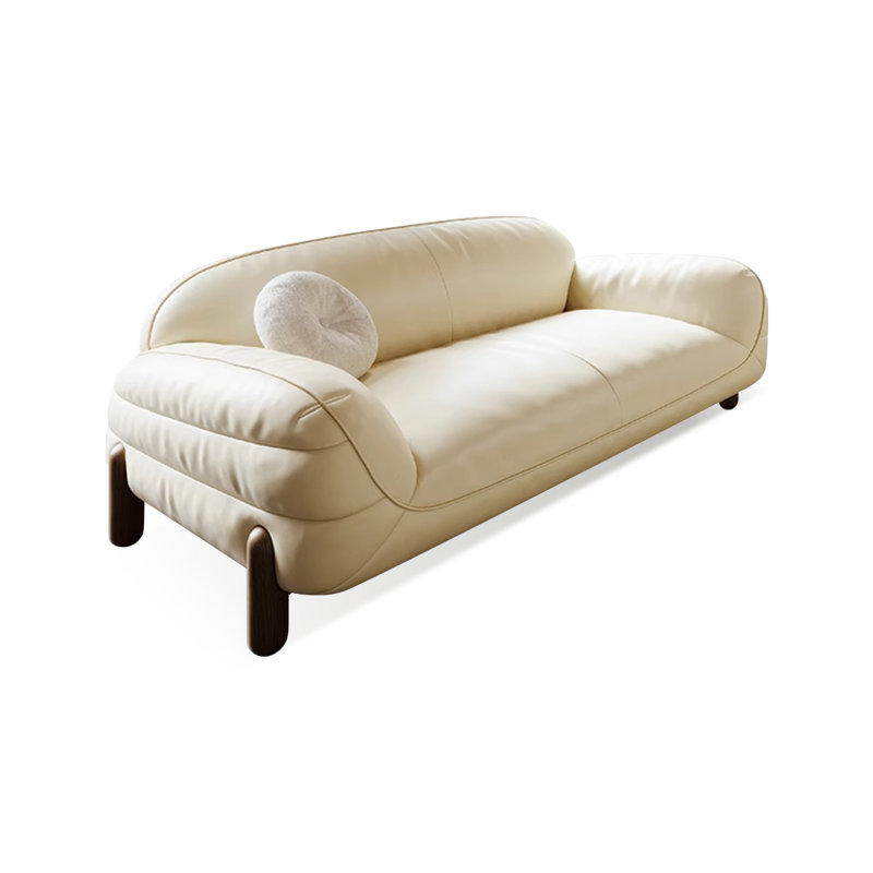 Canapé standard en cuir véritable blanc crème, H 30,71 po x l 74,8 po x P 37,4 po