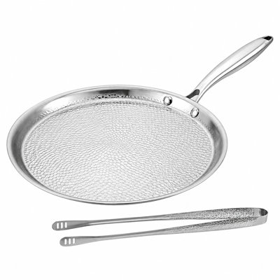 11.8-inch Titanium Hammered Nonstick Frying Pan、Skillet  、Uncoated，Includes BBQ clip, Crepe Pan, Pizza Baking Sheet,  Suitable for induction cookers, ovens, gas stoves, and electric stoves