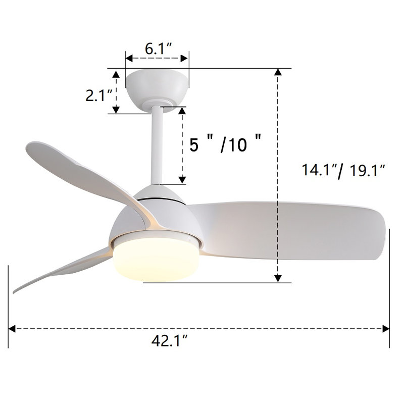Ventilateur de plafond avec lumières DEL Kassee, Blanc