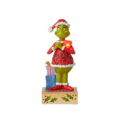 Dr. Seuss the Grinch Jim Shore Dr. Seuss Grinch with Large Red Heart Figurine 7in H