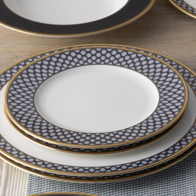 Blueshire Gold Trim 5-Piece Porcelain Place Setting
