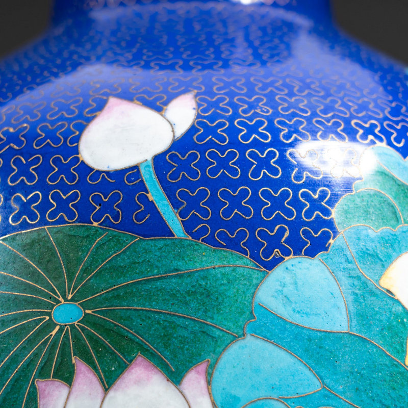 Genuine Cloisonne Vase with Custom Wooden Stand