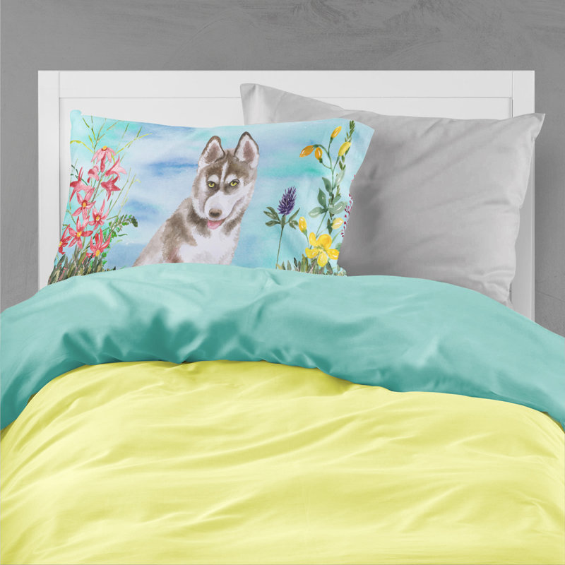 Taie d’oreiller spring, Husky sibérien gris