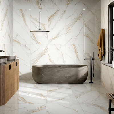 Dream 24 In. X 48 In. Porcelain Marble Look Floor And Wall Tile (15.49 Sq. Ft. / Case)
