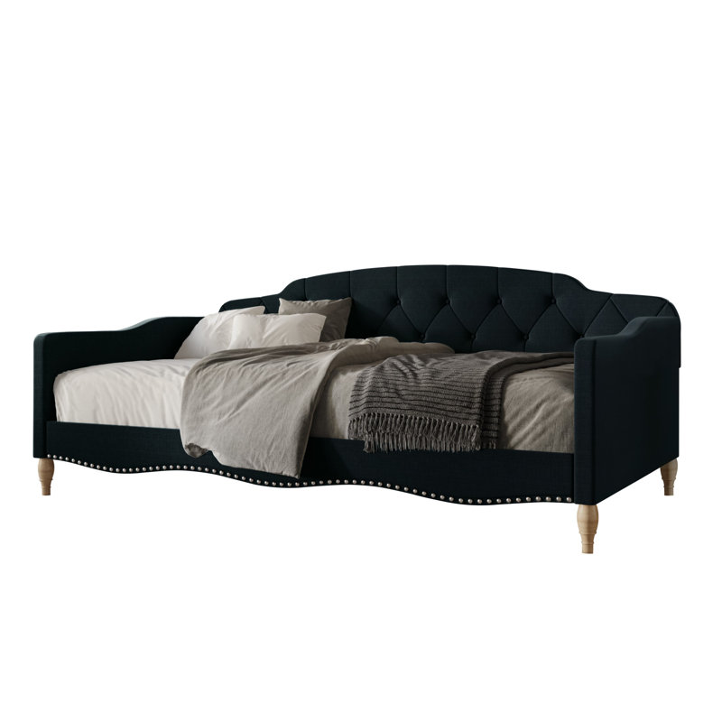 Clotee Twin Size Daybed in Linen, Charcoal Gray Linen