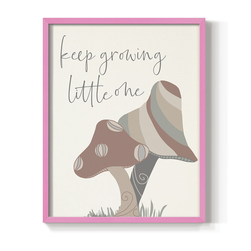Keep Growing Framed Print - Solid Wood, 21" H x 17" W, Pink
