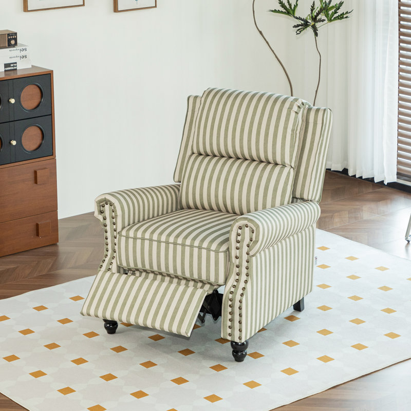 Single Sofa Recliner Chair Armchair with Footrest, Green Linen Blend