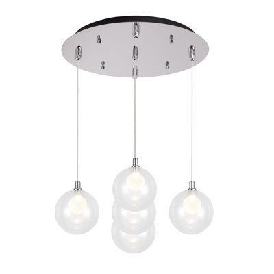 Bolla 16-in Chrome/Opal Glass 5-Light Multi Pendant