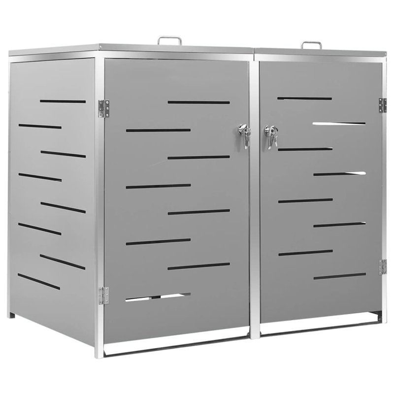 Armoire de rangement pour poubelle double en acier inoxydable 54,3 x 30,5 x 44,3 po Double Wheelie Bin
