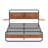 Metal Bed Frame With Charging Station, Leather Padded Headboard, External Small Storage Shelf, No Spring Mattress Required, Wood Tone-1581183891
