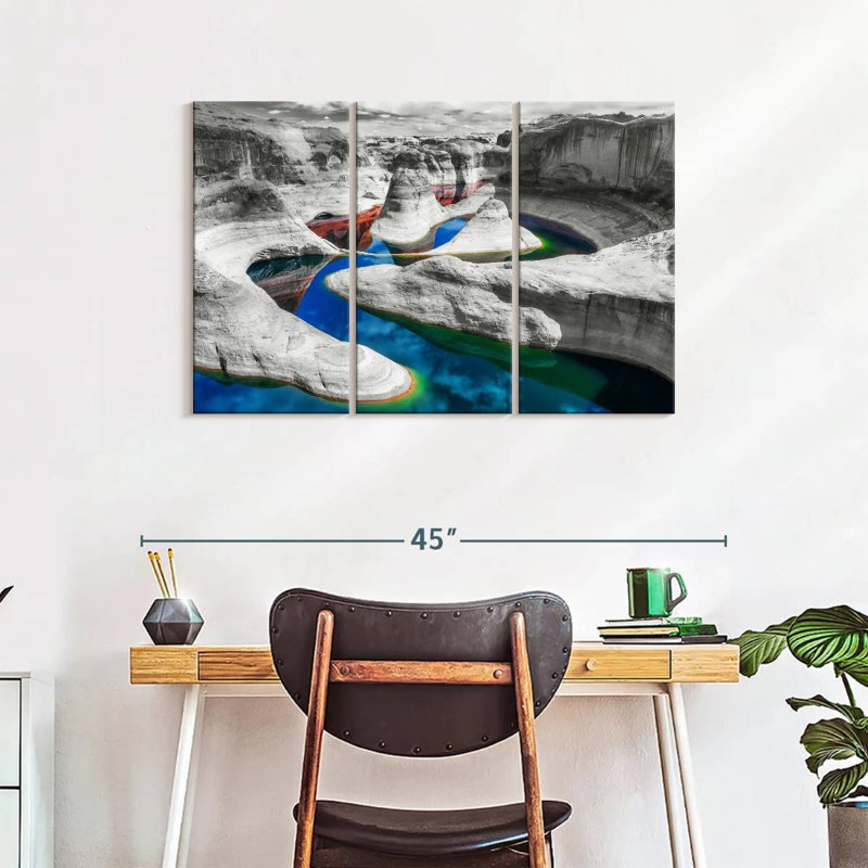 " Grand Canyon River Pop " by L. C. Sutton Creations 3 - Pieces, 24" H x 38" W x 1.25" D