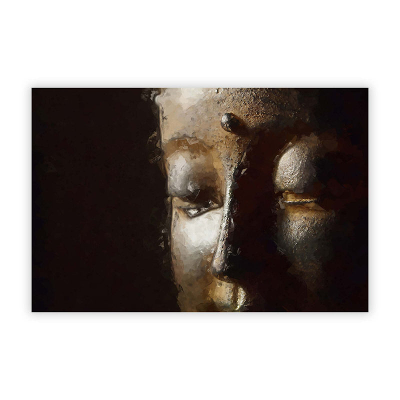 Golden Buddha Statue - Frameless Print, 21 cm H x 29.7 cm W