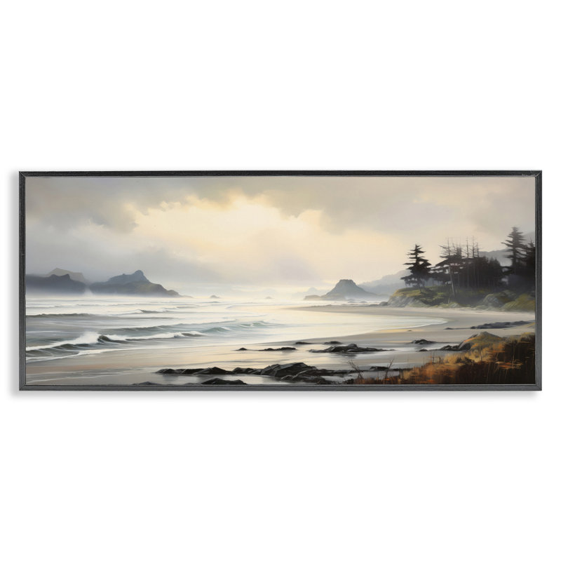 Coastal Shore Inlet, estampe numérique encadrée par Petal Prints Design, Giclée encadrée noir minuit, H 13 po x l 30 po