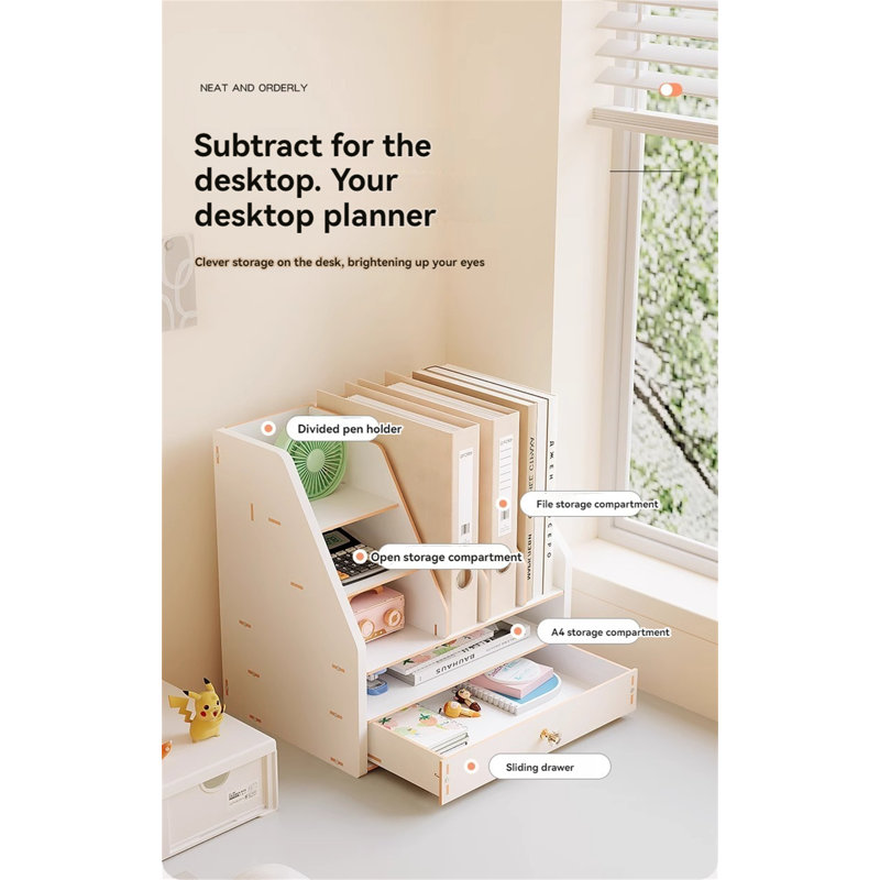 Organisateur de bureau en bois massif Loganjack
