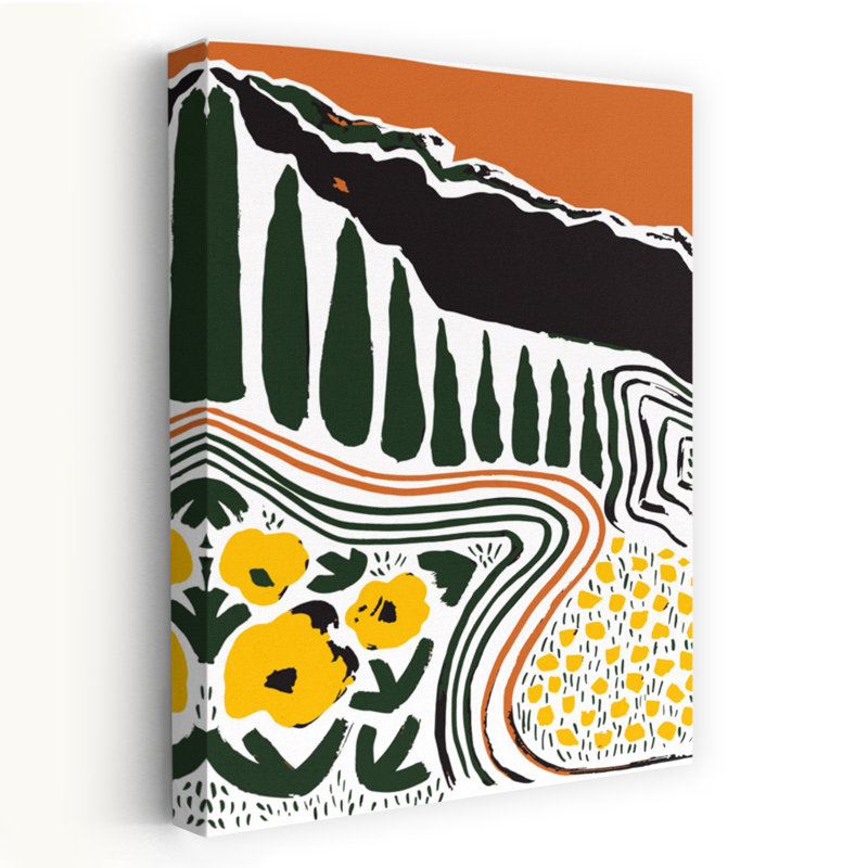 Art contemporain, paysage contemporain audacieux, fleur de cyprès, H 36 po x l 24 po