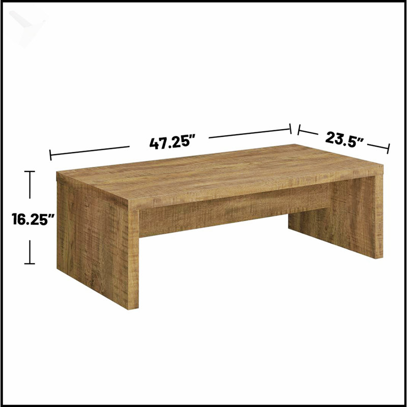 Table basse rectangulaire en bois d'ingénierie au charme rustique et de fabrication robuste pour les espaces de vie modernes