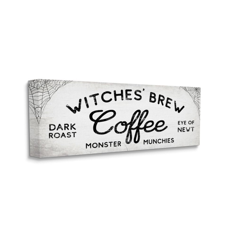 Reproduction d’Halloween charmante « Brew coffee » par Daphne Polselli-impression d’art graphique, Wrapped Canvas