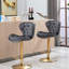 Tabourets de bar réglables avec repose-pieds chromé et base pivotante, ensemble de 2-491481027