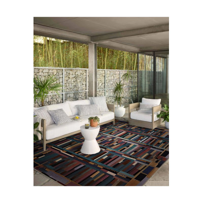Multi Color Geometric Pattern Decorative Machine Washable Area Rug