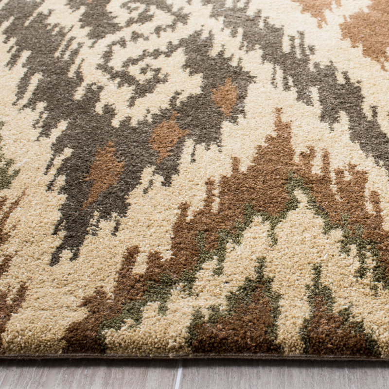 Tapis brun en laine touffeté à la main Camden Ikat, Rectangle 6 pi x 9 pi