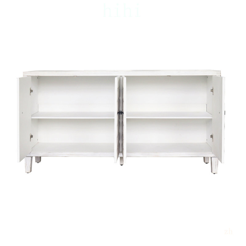 Élégante armoire d'appoint en bois à 4 portes avec tablettes réglables, parfaite pour le rangement et la présentation dans diverses pièces