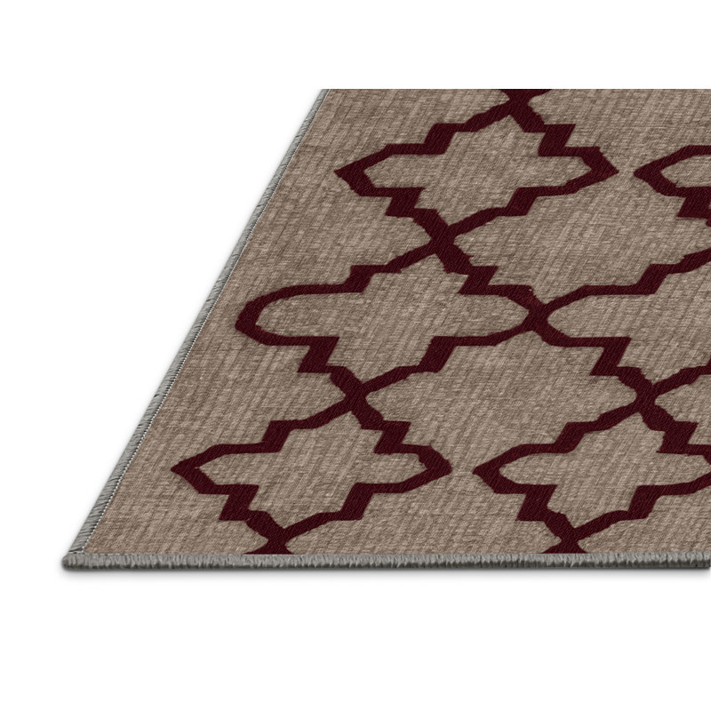 Tapis gris en treillis lavable à la machine, Carré 7 pi