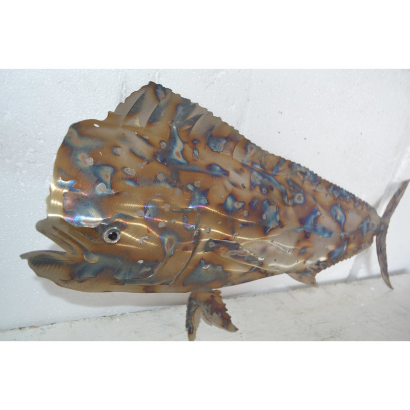 Mahi Mahi laser cut steel wall mounted, 14" H x 26" W x 2" D