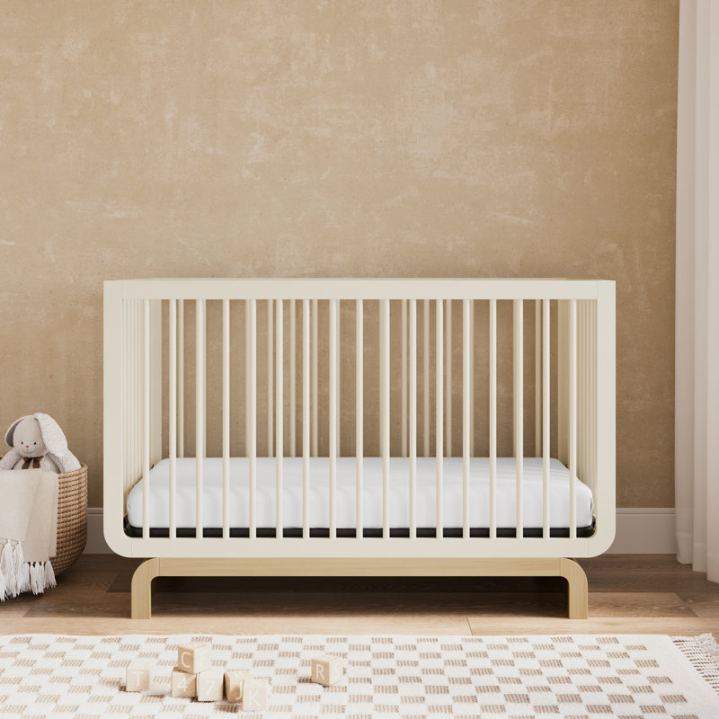 Lit de bébé convertible 5-en-1 Santorini, Avoine givrée / bois flottant, Lit à barreaux