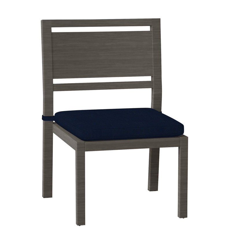 Avondale Patio Dining Side Chair with Cushions, Slate Grey, No Welt, Indigo Velvet