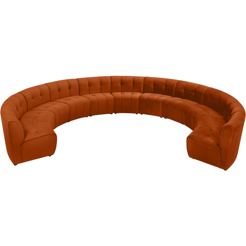 Canapé modulaire de coin symétrique en velours de 173 po de largeur Jedson, Velours cognac