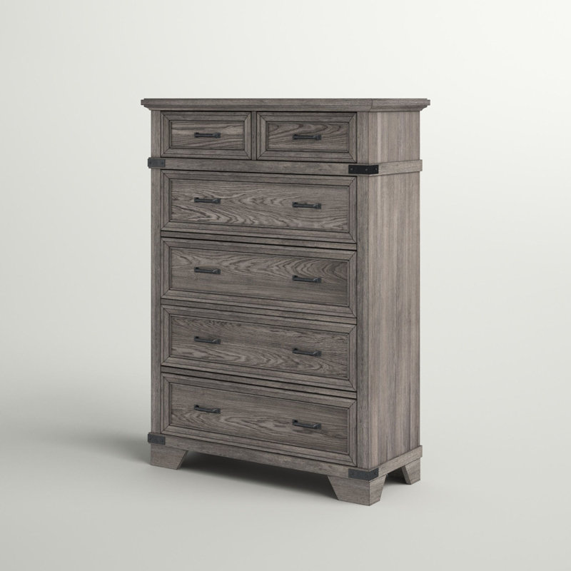 Lacroix 6-Drawer Standard Chest, Brushed Steel