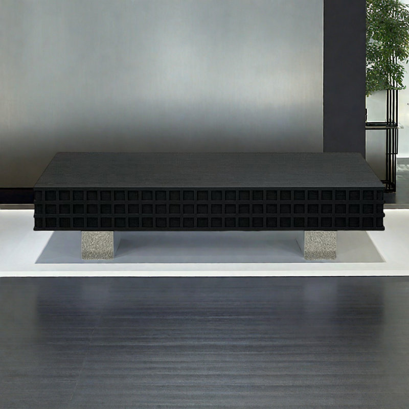 Simple black rectangular coffee table, 13.4" H x 47.2" L x 25.6" W
