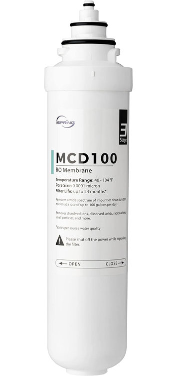  iSpring MCD100 RO Membrane Replacement Filter for RCD100 Countertop Reverse Osmosis System, Replacement Cycle: Up to 24 Months