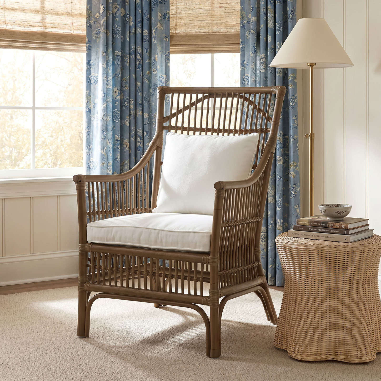 Jamestown Cotton Upholstered Accent Chair, Brown