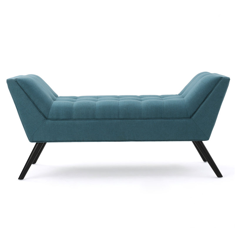 Gwyneth Dark Teal Polyester and Birch Fabric Bench