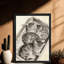 Reproduction d'art encadré noir rétro avec trois chats endormis-751395568