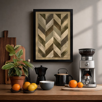 Chevron Wood Pattern Minimalist - Framed Print
