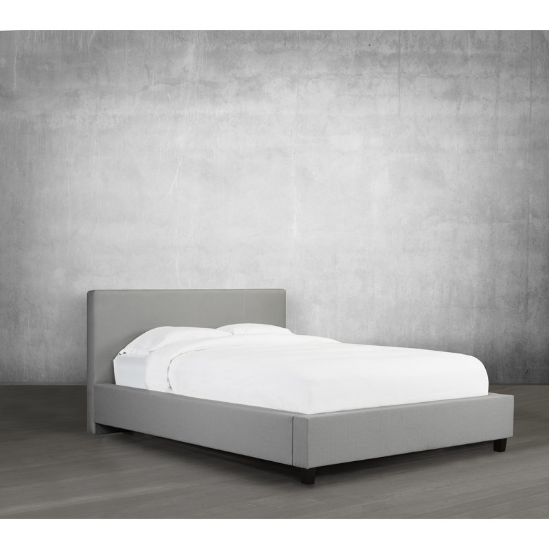Lit plateforme tapissier à profil bas Heathfield, Gris, Grand