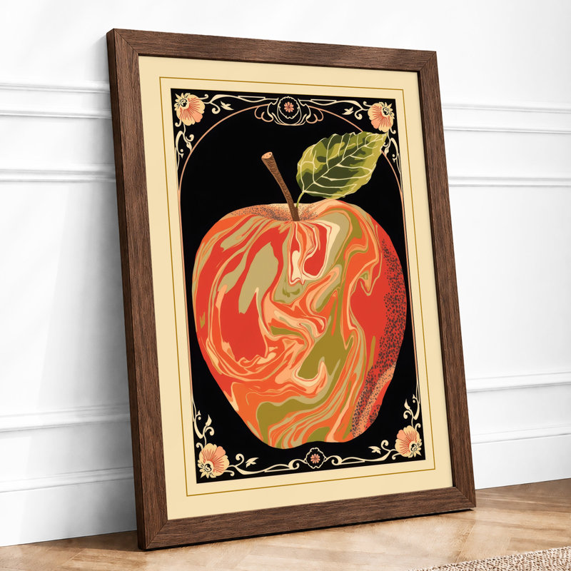 Gilded Apple Art Deco - Framed Print, Walnut, A3 - 42.0 x 29.7 cm