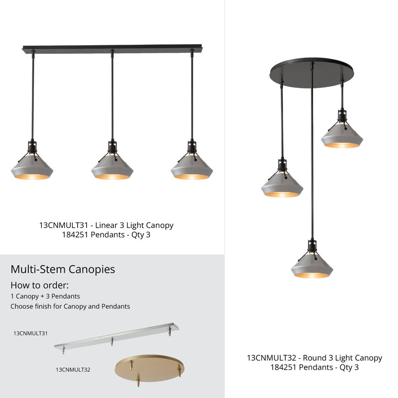 3-Light Round Canopy, Black