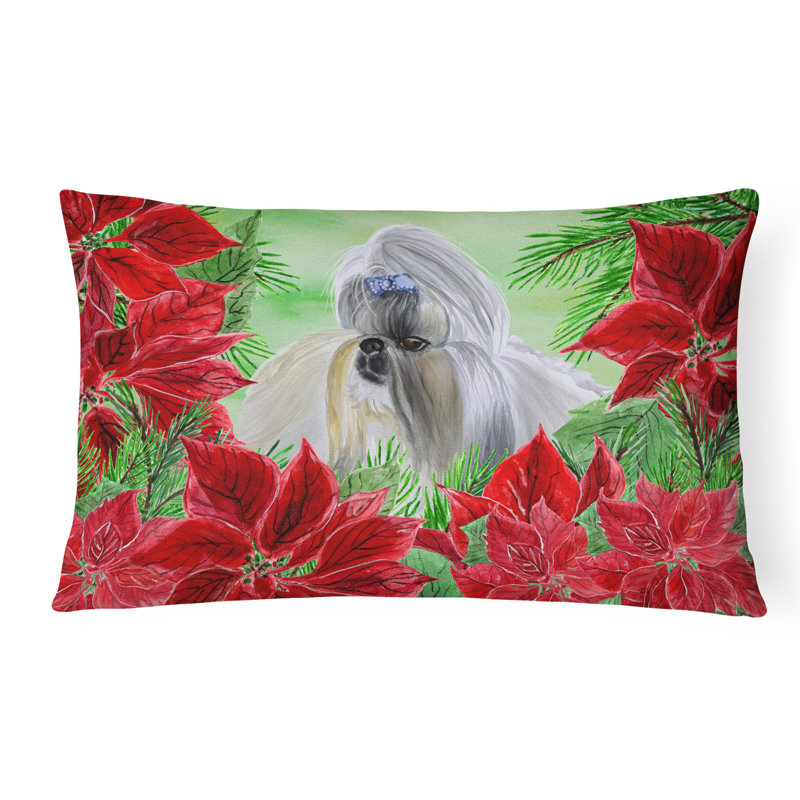  Coussin intérieur / extérieur Shih Tzu Poinsettias