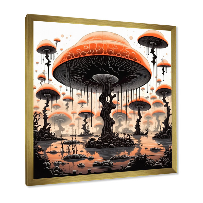 Enigmatique, champignons magiques, Illustration rétro I - impression, H 36 po x l 36 po x P 1,5 po