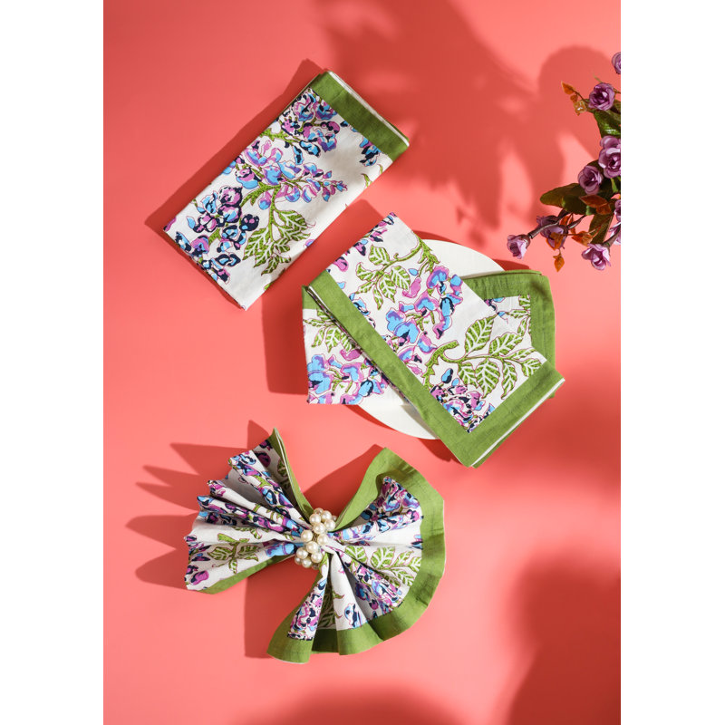 Bluebell Symphony Block Print Cotton Napkins