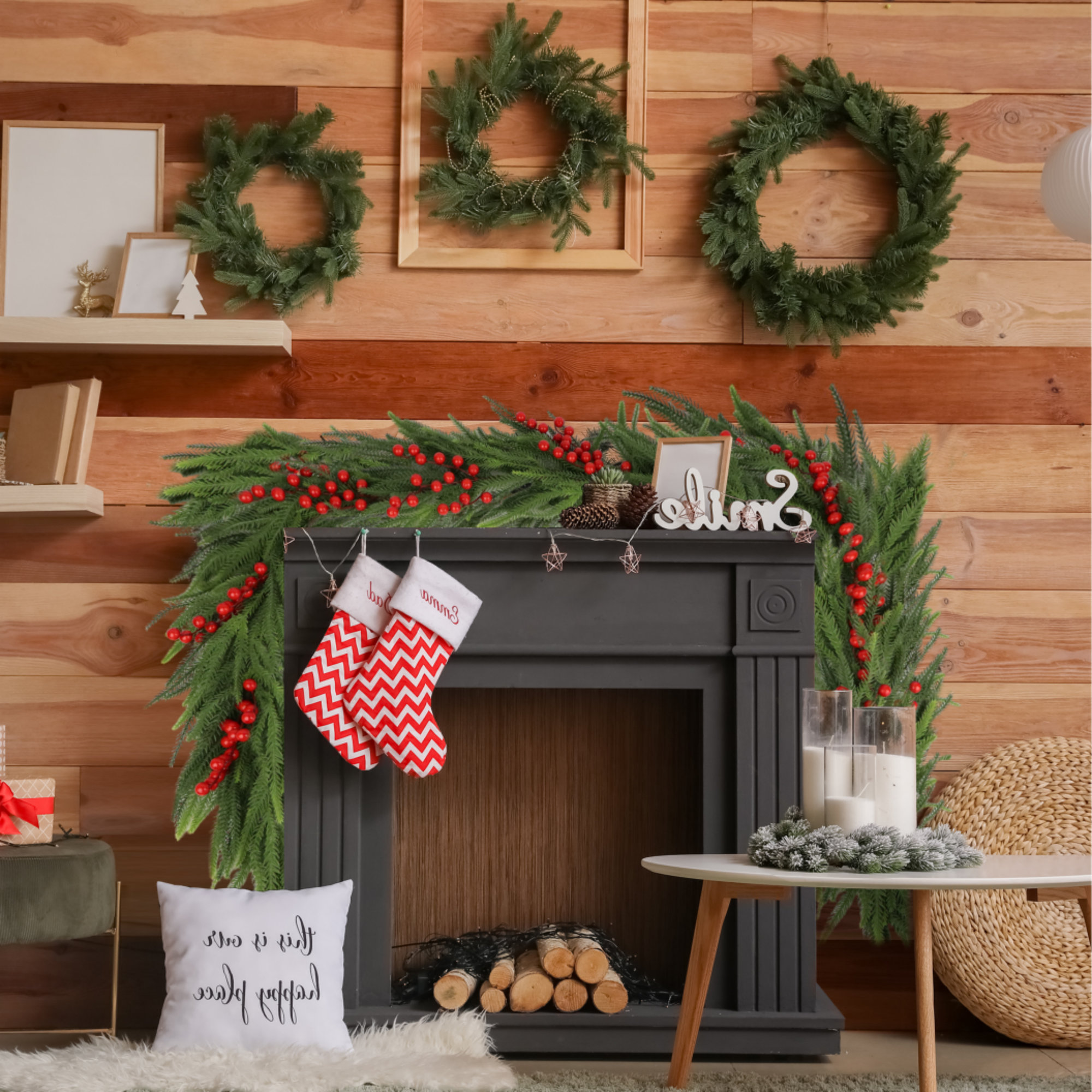 2-Pack Of  Pre-Lit Faux Spruce Garland, 6' L