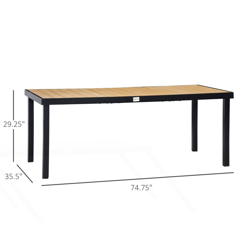 Outdoor Dining Table, Rectangular Garden Table, Natural