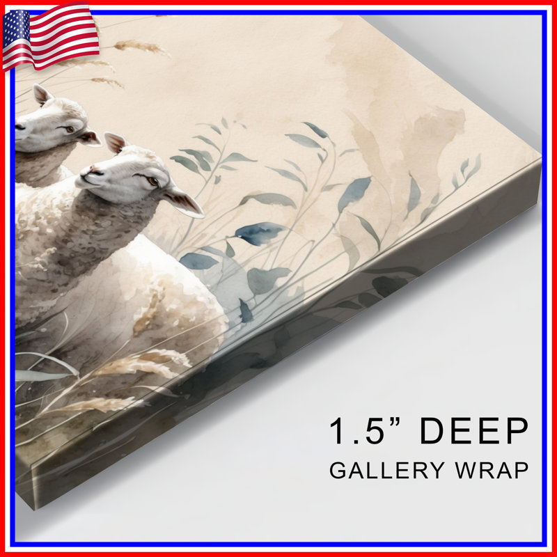 Sheep In Wheat Field, toile tendue dans de nombreuses tailles, 12 x 12 pouces