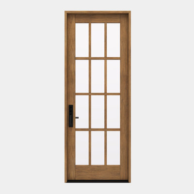 G112-SW-96 | Porte simple de 96 po, extérieur pré-monté RTA, SDL 12 Lite, bois d'acajou brut