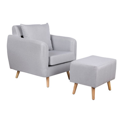 Taryn Upholstered Fabric Armchair With Footstool