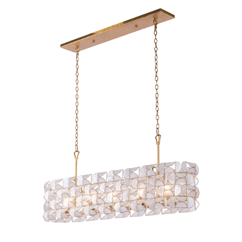 Crescent 5 LT Oxidized Gold Leaf Linear Pendant Kalco