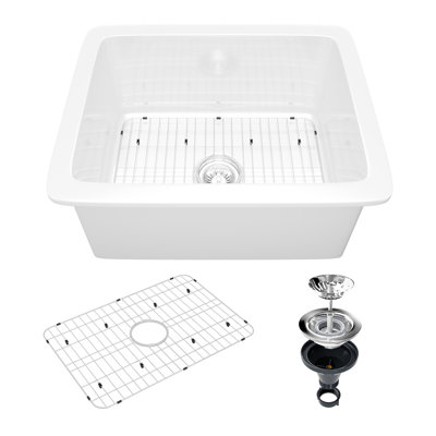 24'' L Undermount Single Bowl Fireclay Kitchen Sink